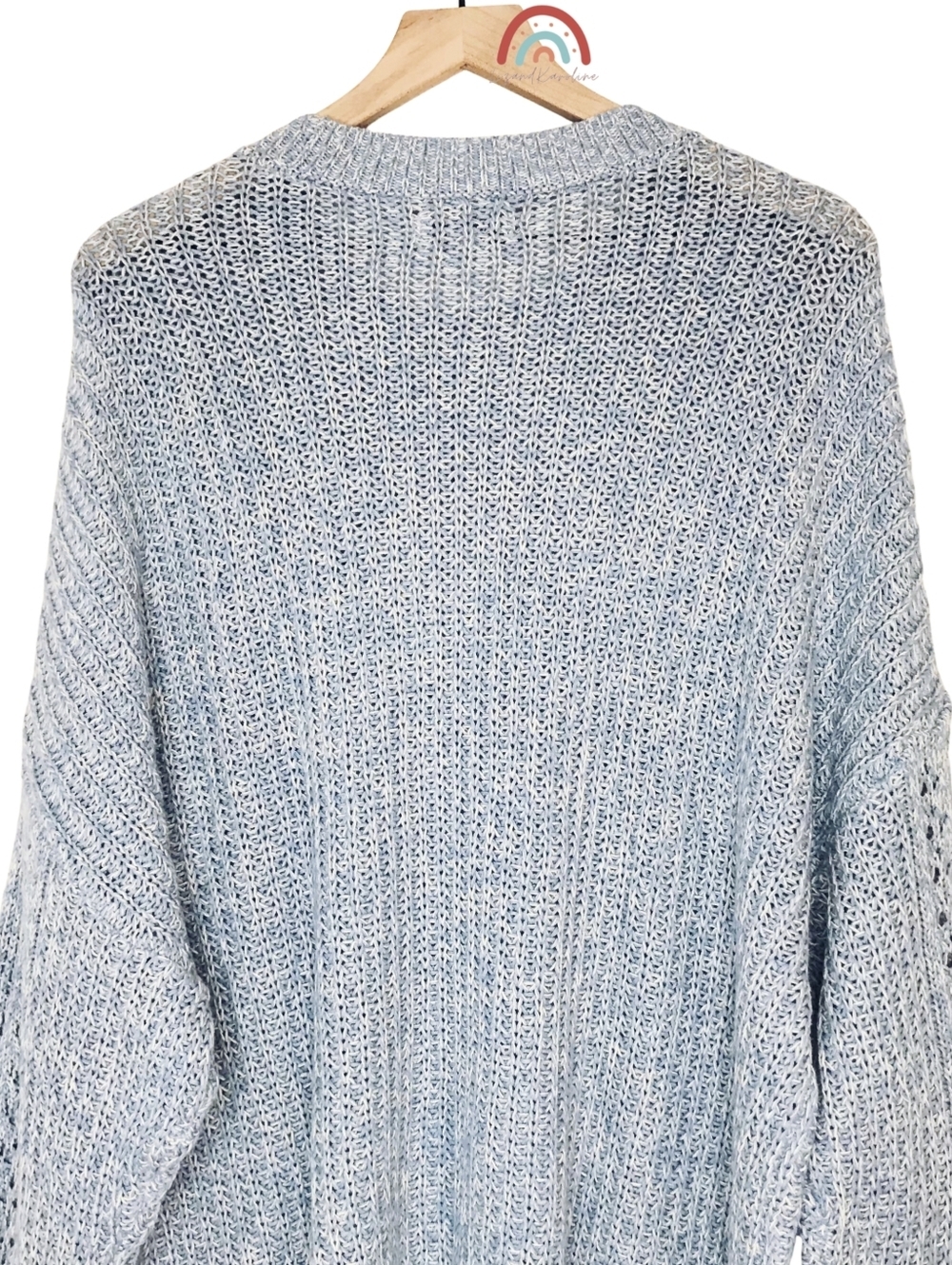 New! American Eagle Chunky Knit Oversized Longline Lattice Cozy Crewneck Sweater - Picture 6 of 10